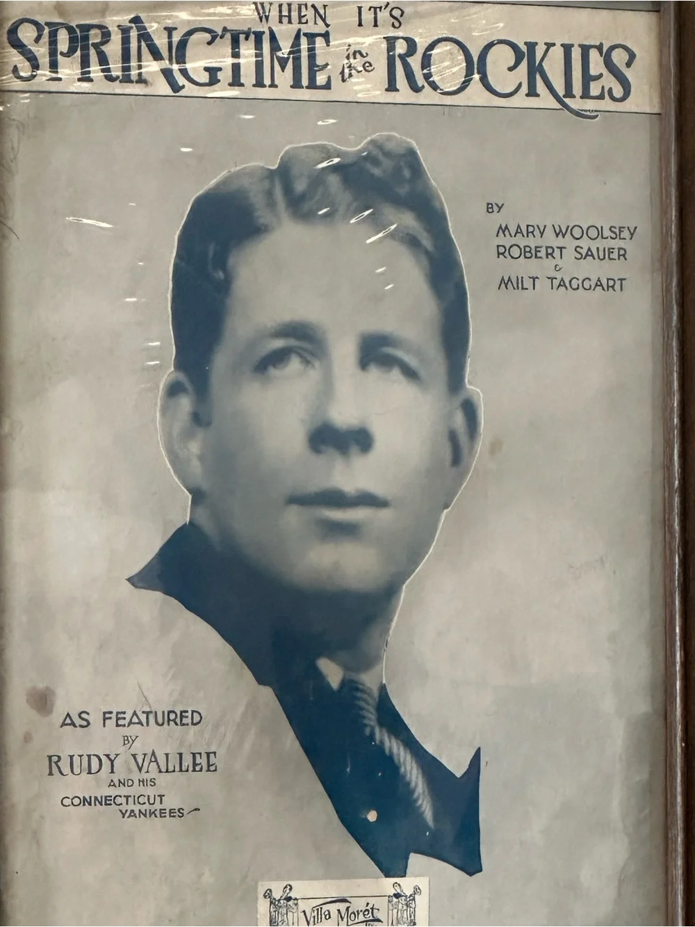 Vintage Rudy Vallée “When It’s Springtime in the Rockies” Framed Sheet Music